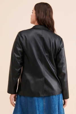 Patch Pocket Vegan Leather Blazer | Nuuly